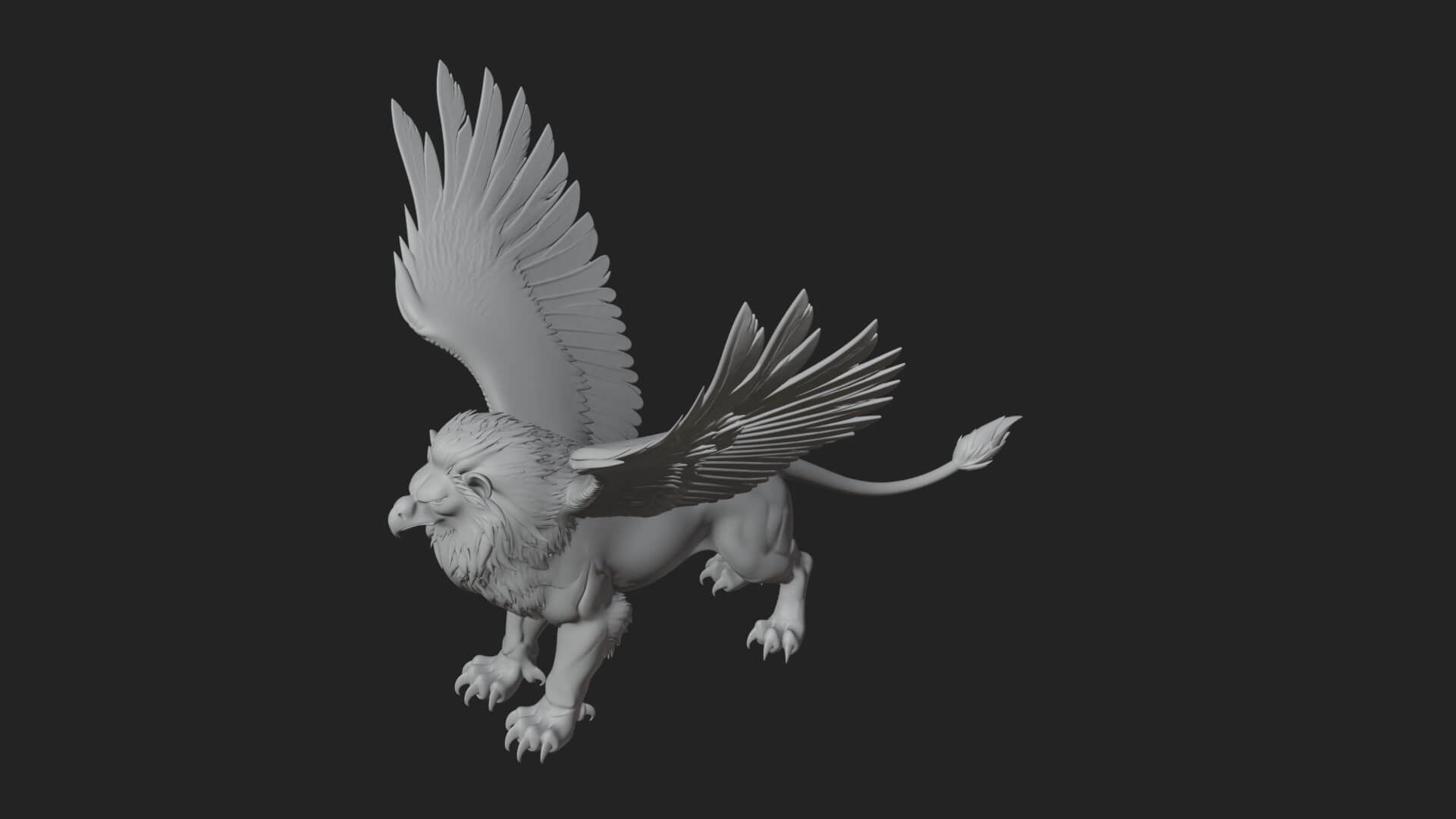 Winged Lion Demon Statue Design 6 3D Print Model 3D Model