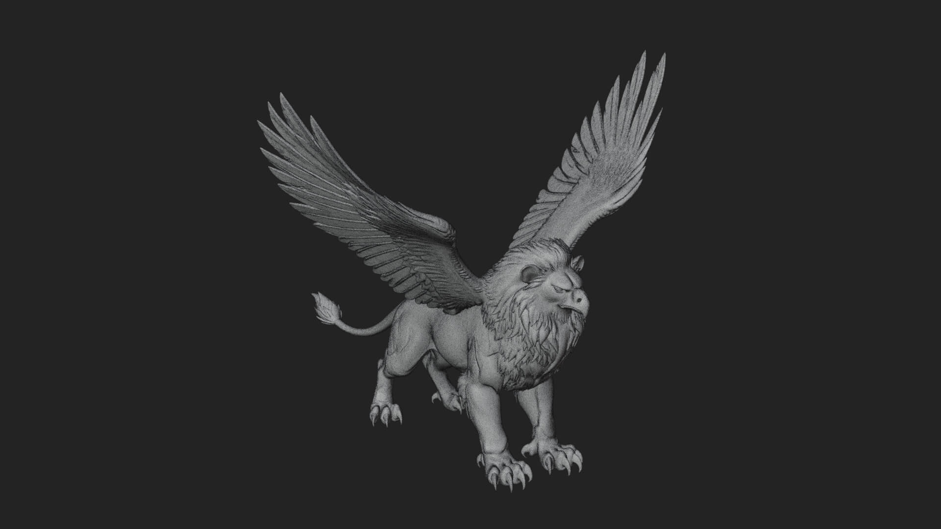 Winged Lion Demon Statue Design 6 3D Print Model 3D Model
