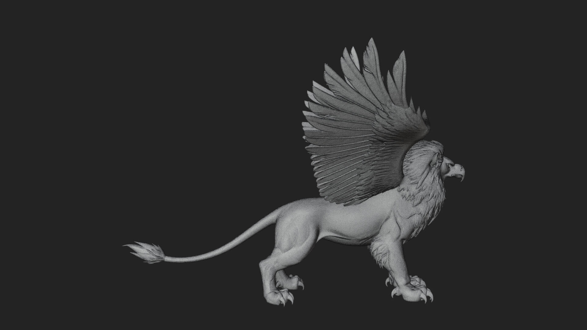 Winged Lion Demon Statue Design 6 3D Print Model 3D Model