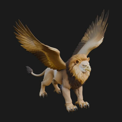 Winged Lion Demon Statue Design 6 3D Print Model