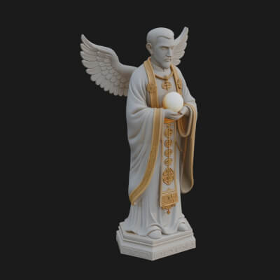 Winged Priest Statue Design 1 3D Print Model