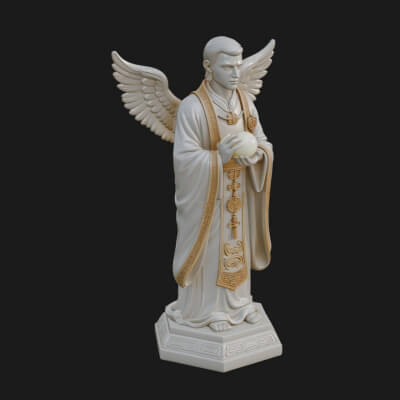Winged Priest Statue Design 2 3D Print Model