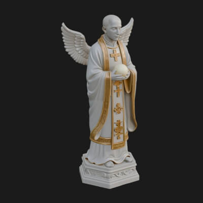 Winged Priest Statue Design 3 3D Print Model