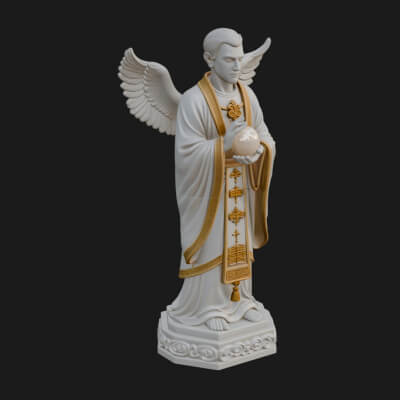 Winged Priest Statue Design 4 3D Print Model