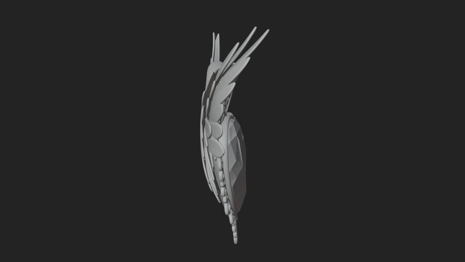 Winged Ruby Heart Ornament Design 1 3D Print Model 3D Model