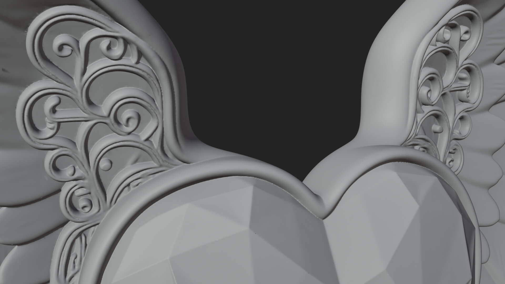 Winged Ruby Heart Ornament Design 1 3D Print Model 3D Model