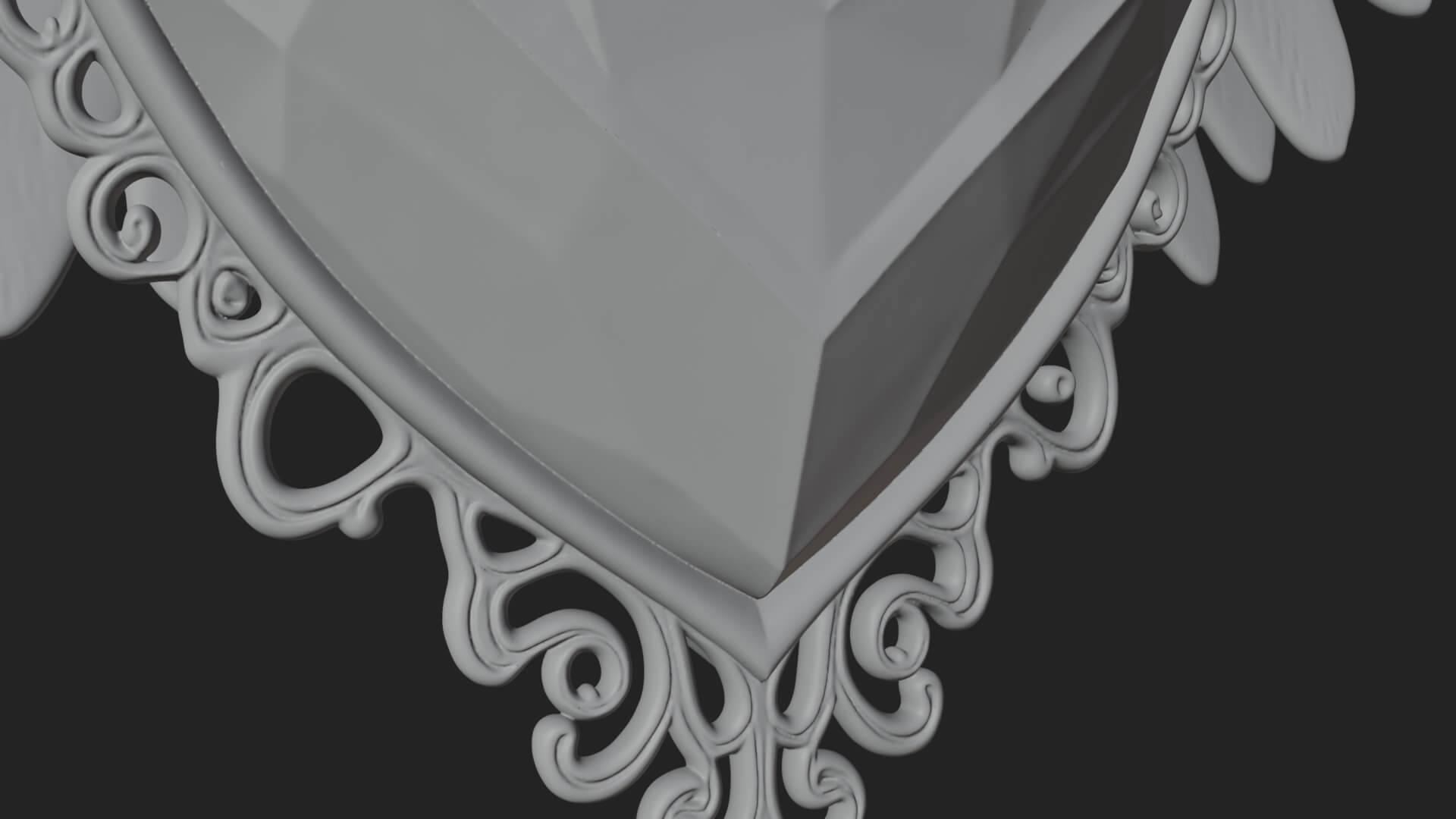 Winged Ruby Heart Ornament Design 1 3D Print Model 3D Model