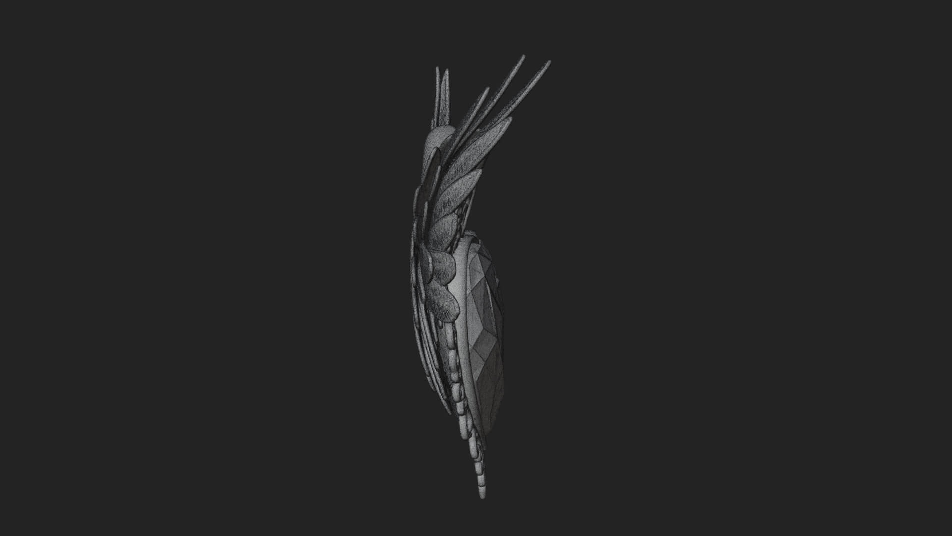 Winged Ruby Heart Ornament Design 1 3D Print Model 3D Model