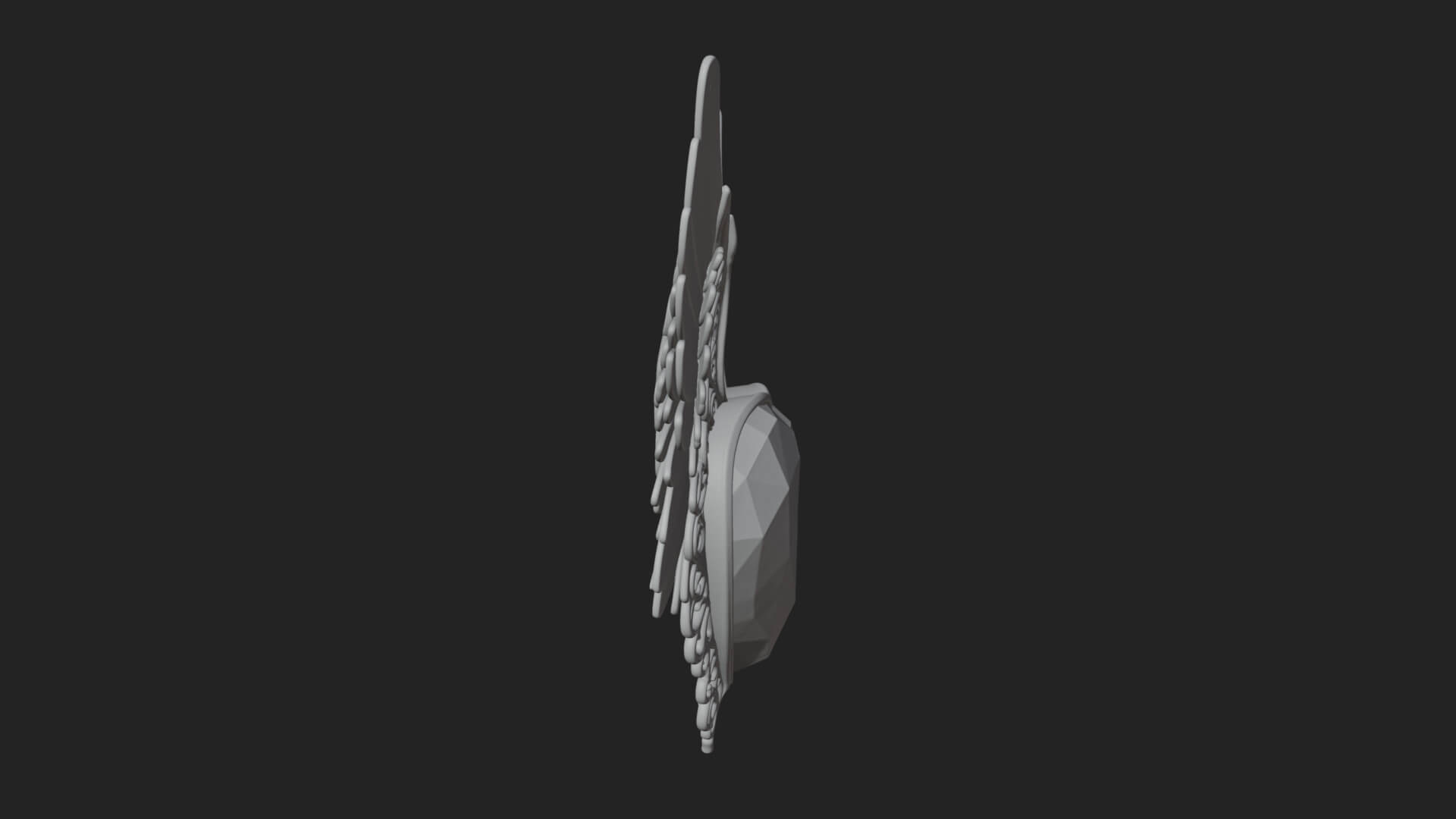 Winged Ruby Heart Ornament Design 2 3D Print Model 3D Model