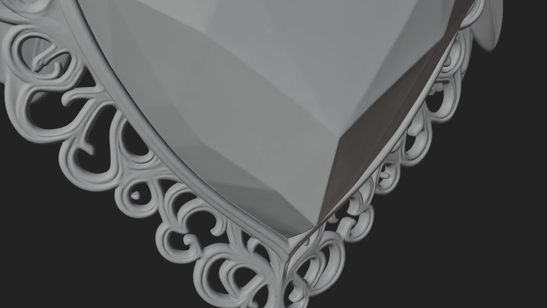 Winged Ruby Heart Ornament Design 2 3D Print Model 3D Model
