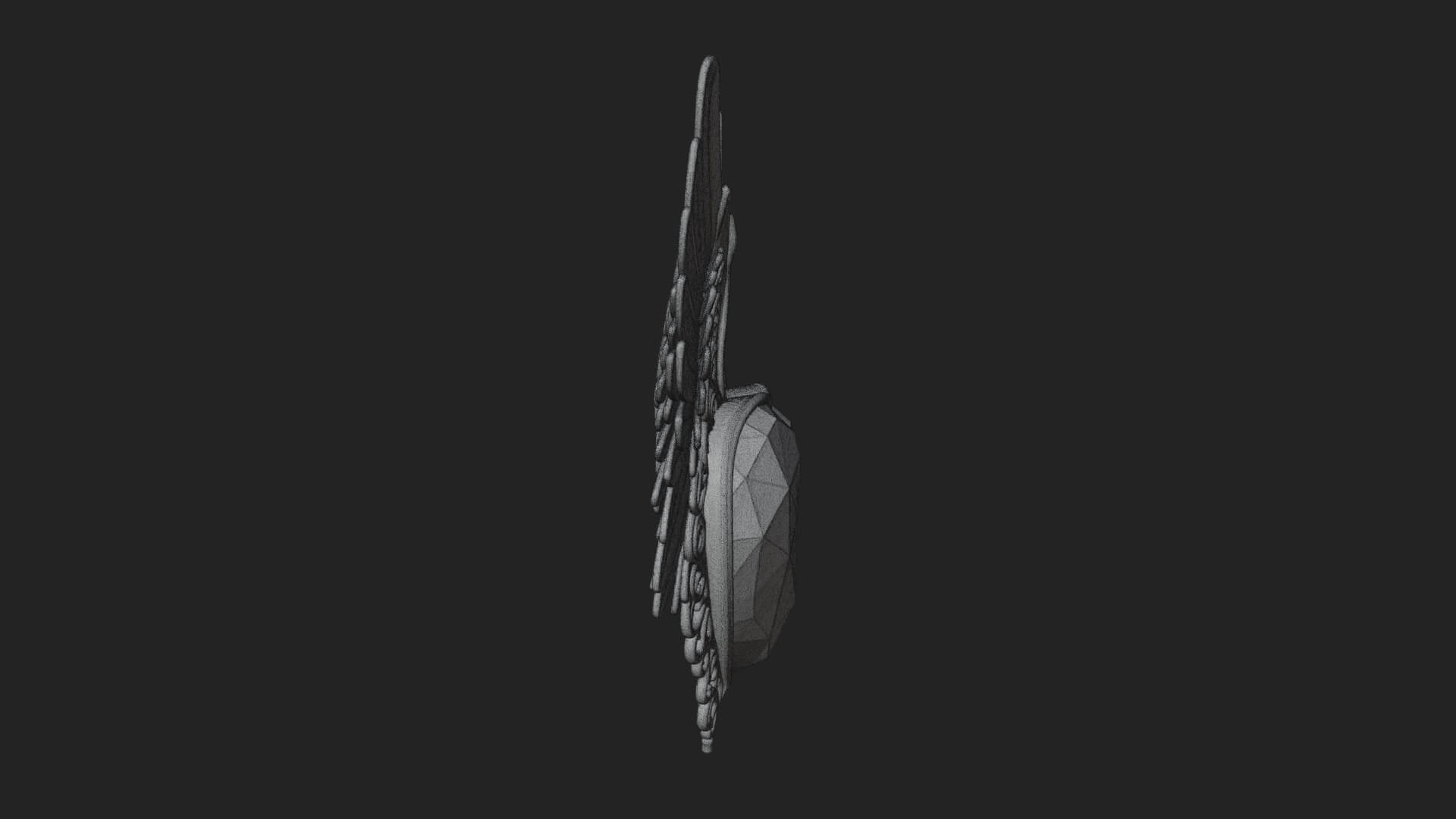 Winged Ruby Heart Ornament Design 2 3D Print Model 3D Model