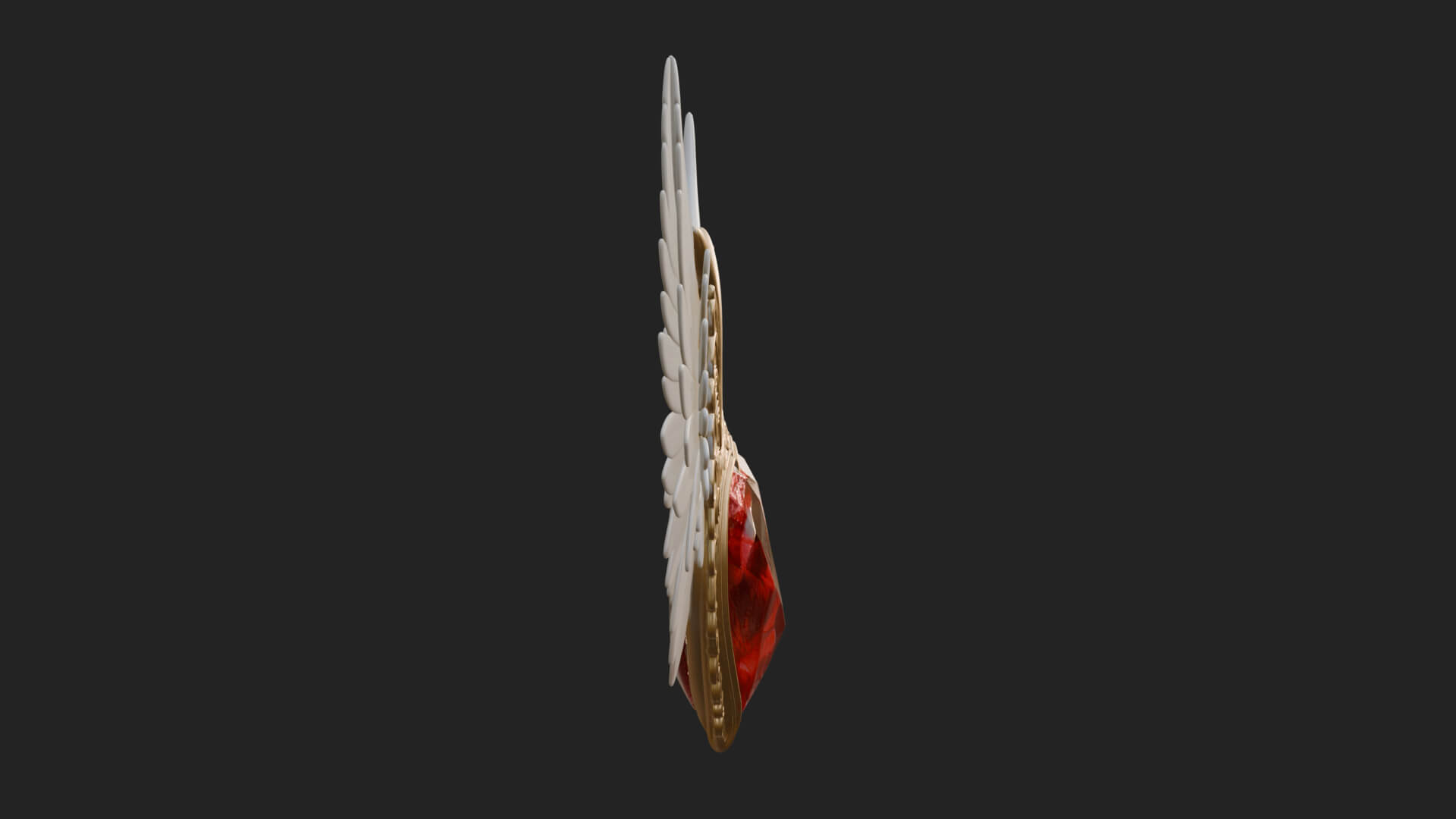 Winged Ruby Heart Ornament Design 3 3D Print Model 3D Model