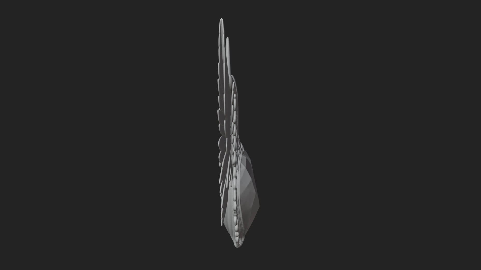 Winged Ruby Heart Ornament Design 3 3D Print Model 3D Model