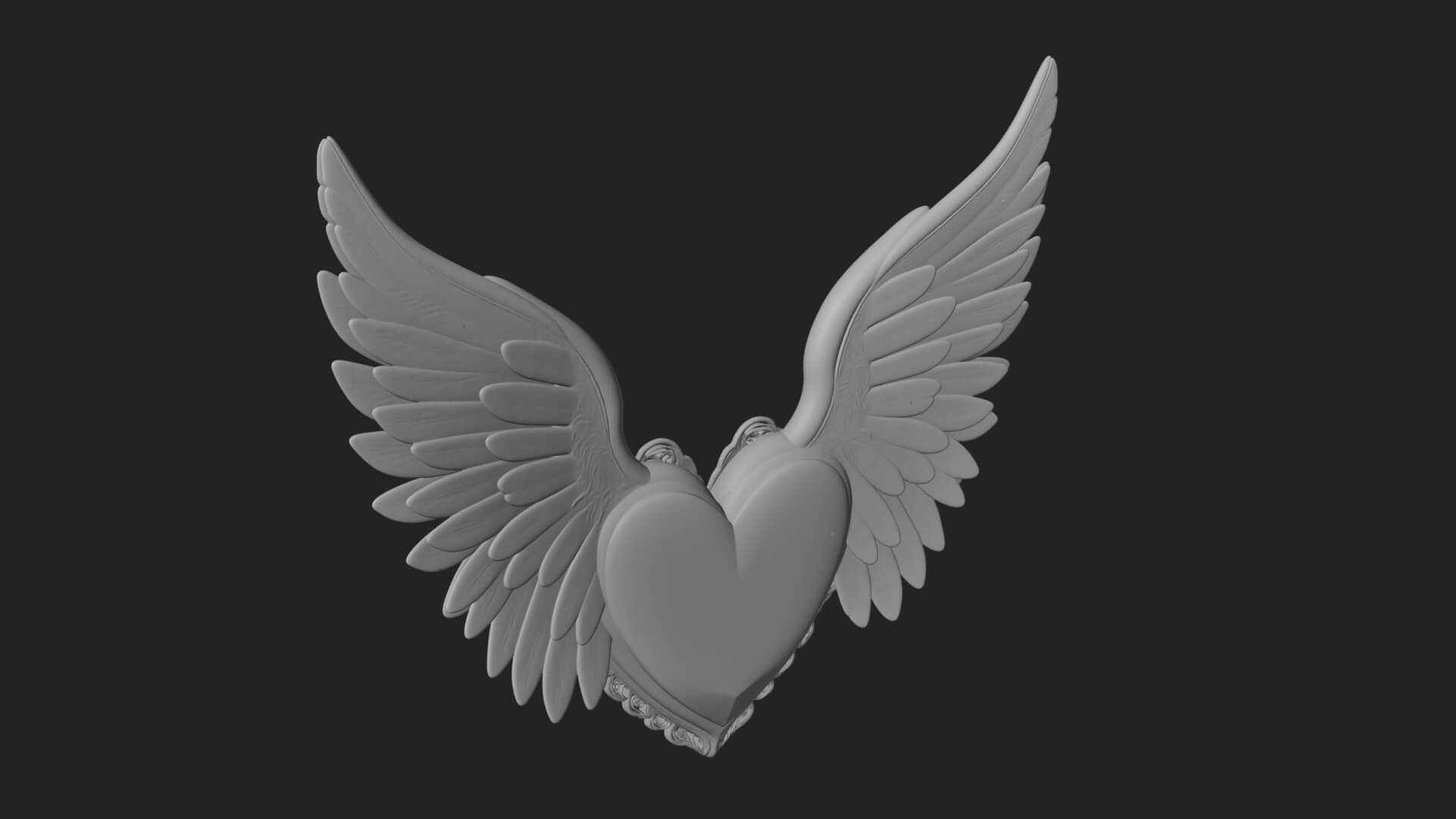 Winged Ruby Heart Ornament Design 3 3D Print Model 3D Model