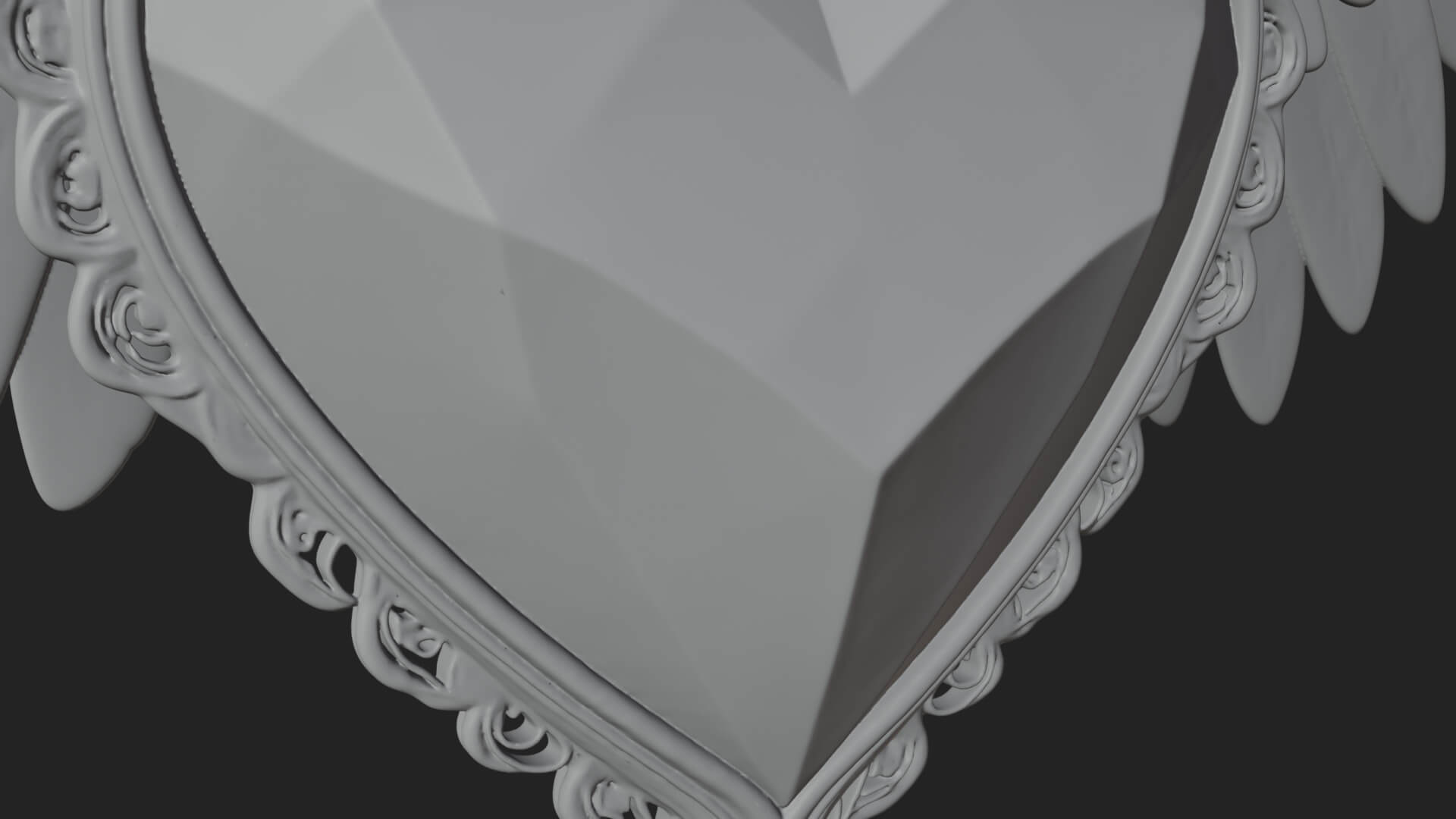 Winged Ruby Heart Ornament Design 3 3D Print Model 3D Model