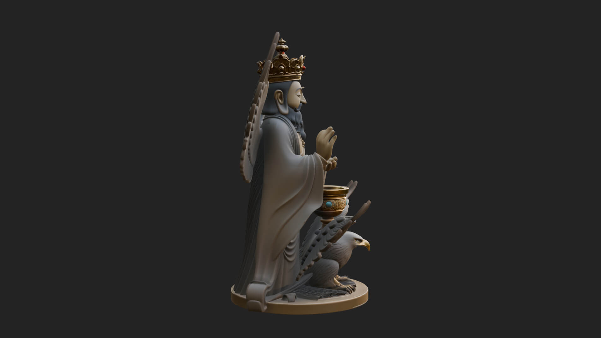 Winged Saint with Chalice Statue Design 1 3D Print Model 3D Model