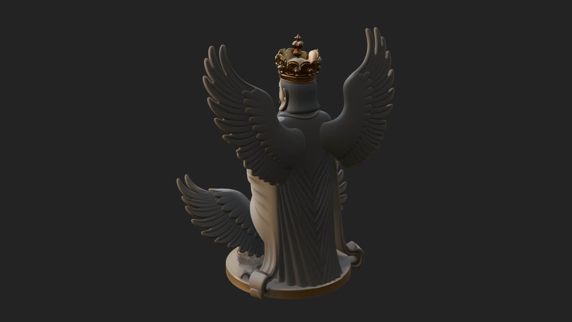 Winged Saint with Chalice Statue Design 1 3D Print Model 3D Model