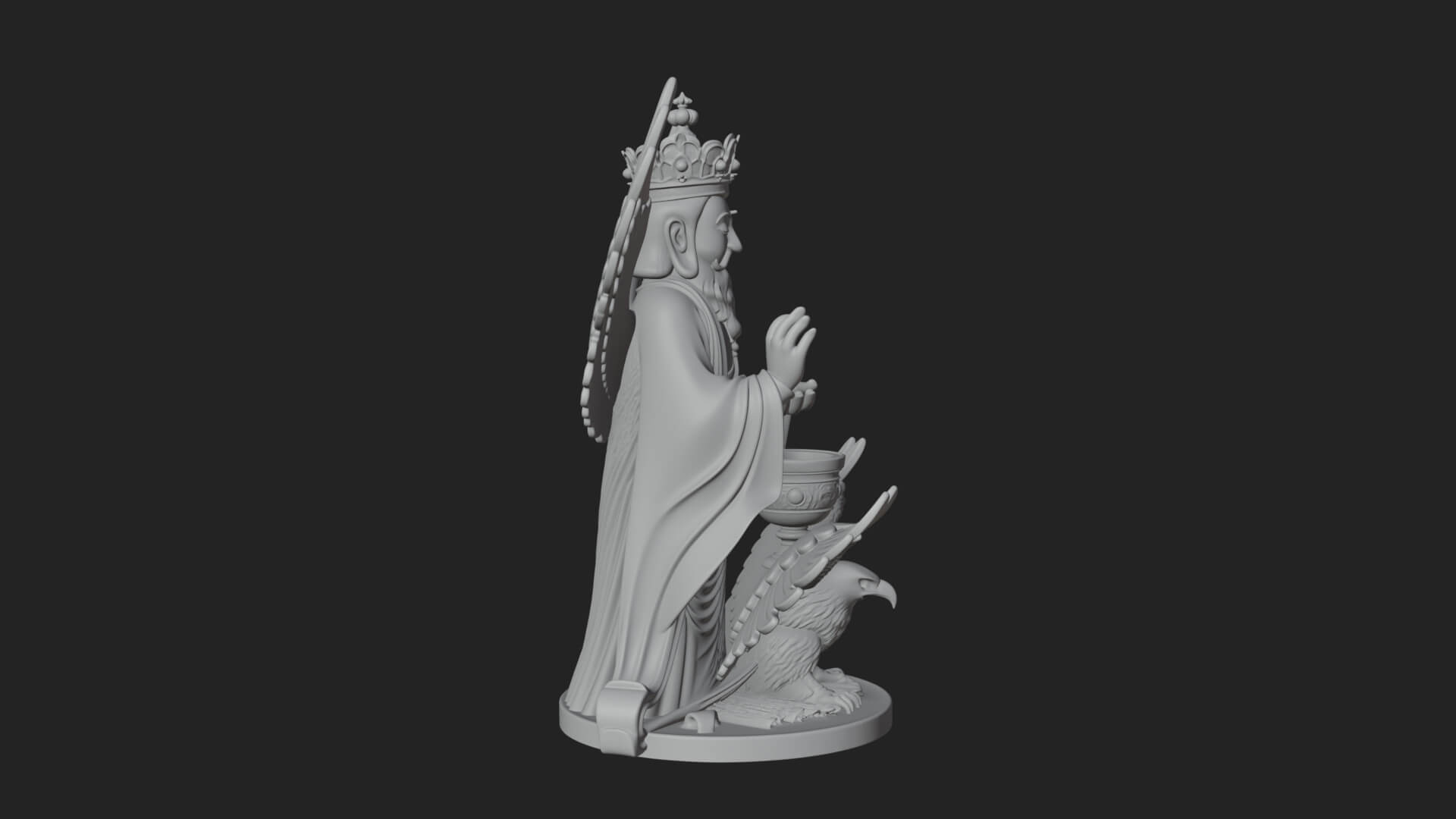 Winged Saint with Chalice Statue Design 1 3D Print Model 3D Model