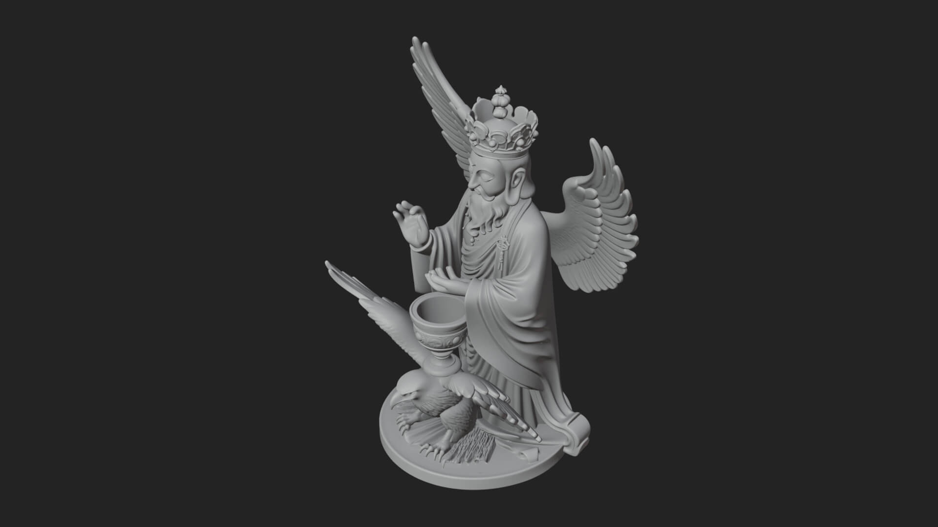 Winged Saint with Chalice Statue Design 1 3D Print Model 3D Model
