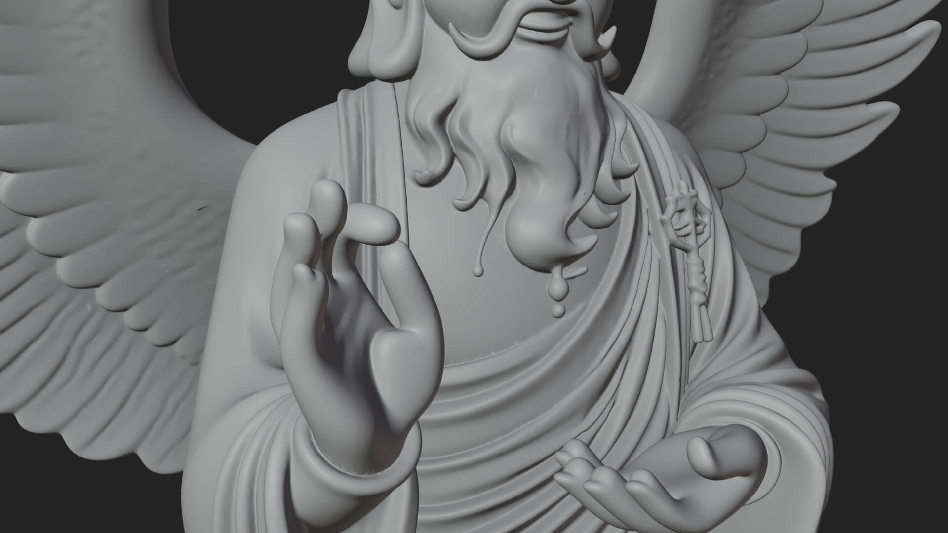 Winged Saint with Chalice Statue Design 1 3D Print Model 3D Model