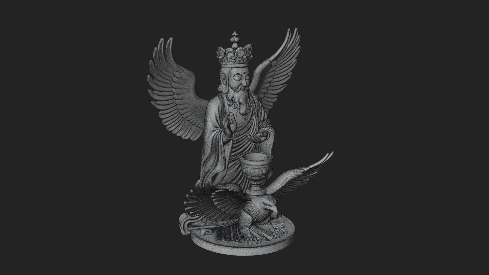 Winged Saint with Chalice Statue Design 1 3D Print Model 3D Model