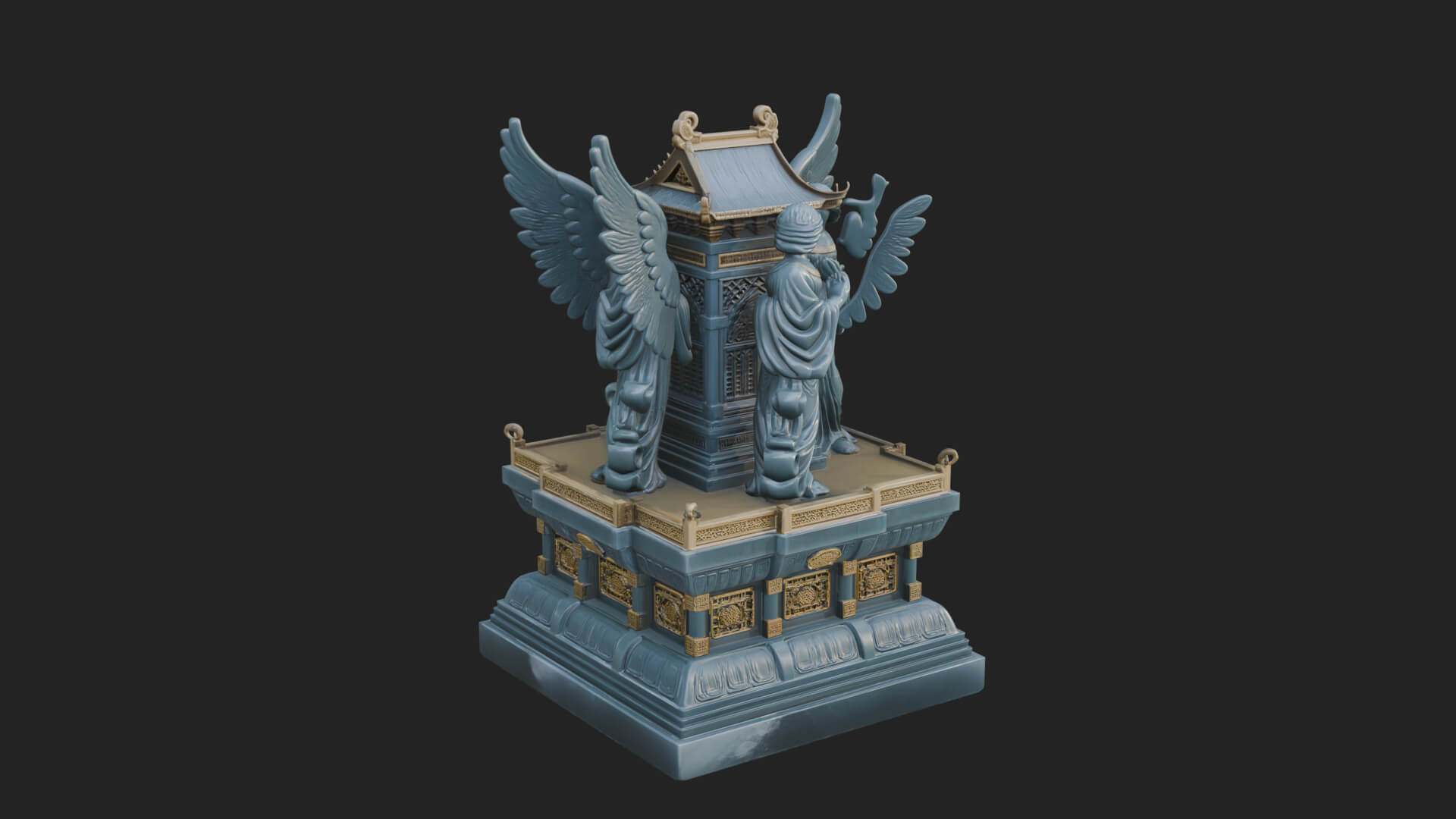 Winged Shrine Tower Design 1 3D Print Model 3D Model