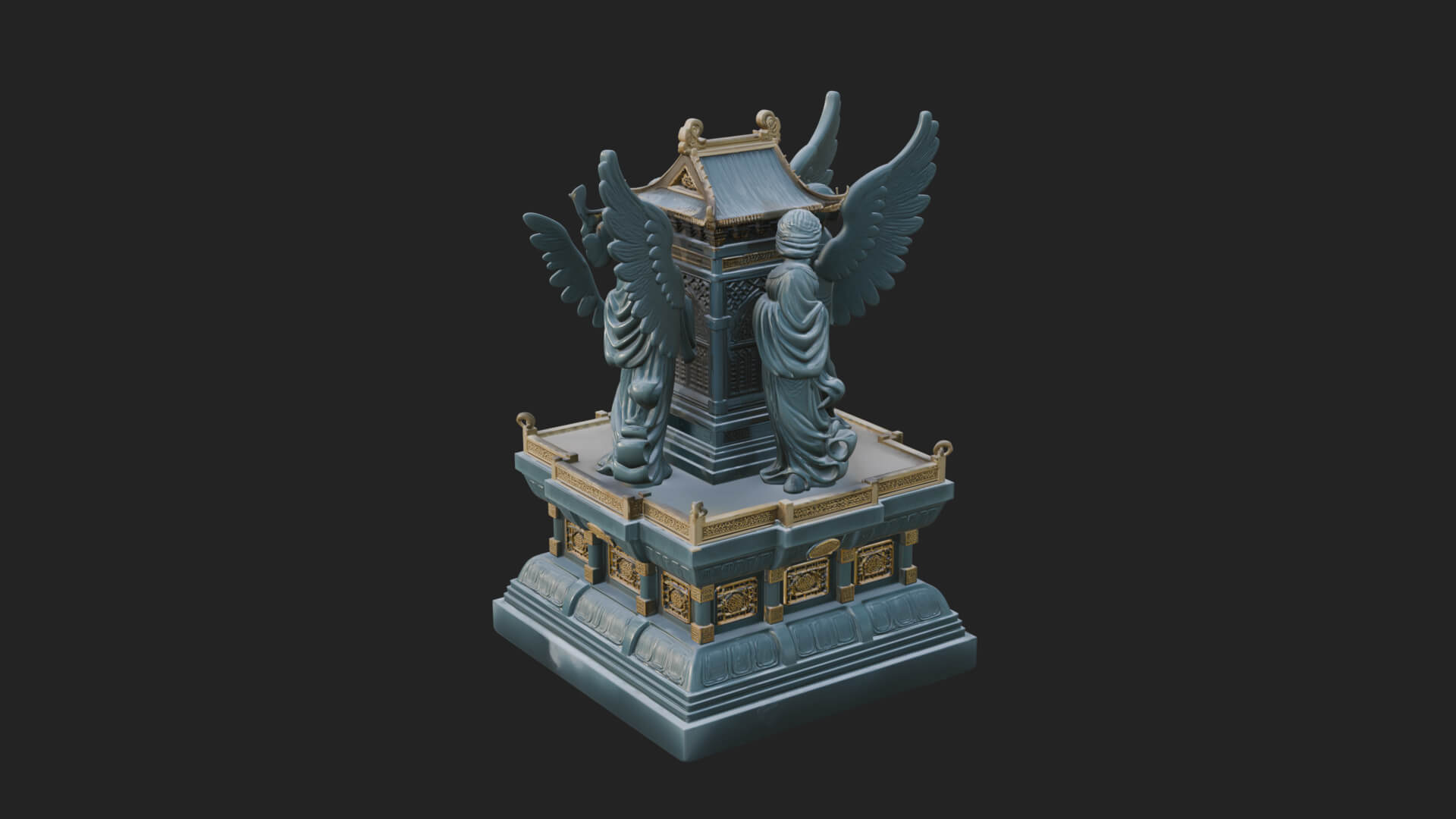 Winged Shrine Tower Design 1 3D Print Model 3D Model