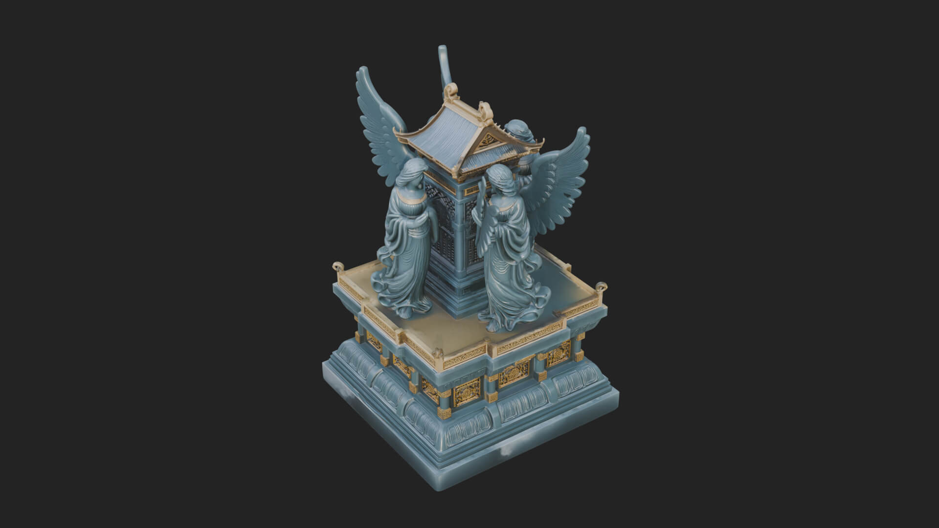 Winged Shrine Tower Design 1 3D Print Model 3D Model
