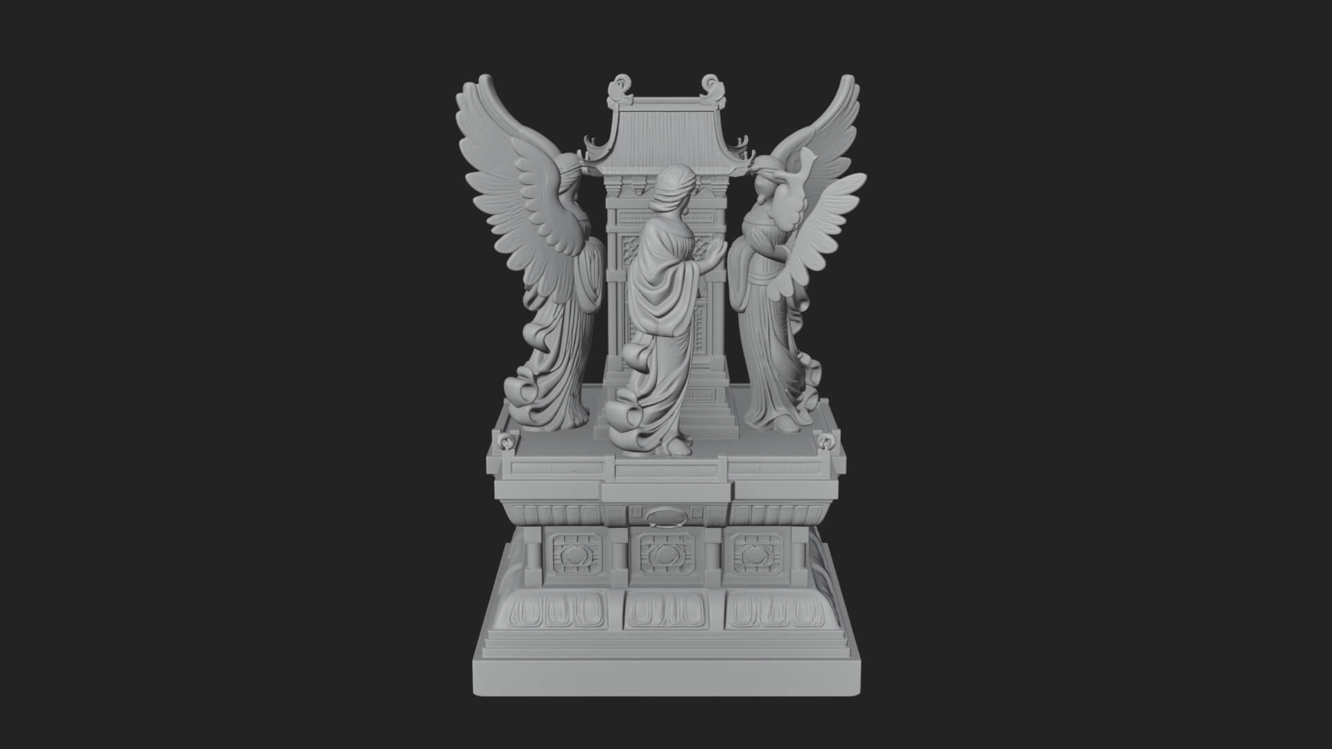 Winged Shrine Tower Design 1 3D Print Model 3D Model