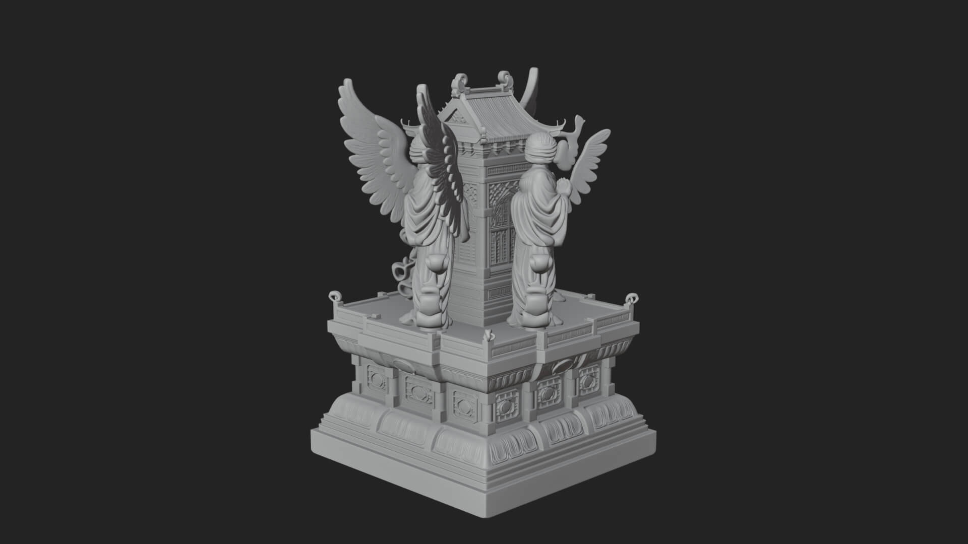 Winged Shrine Tower Design 1 3D Print Model 3D Model