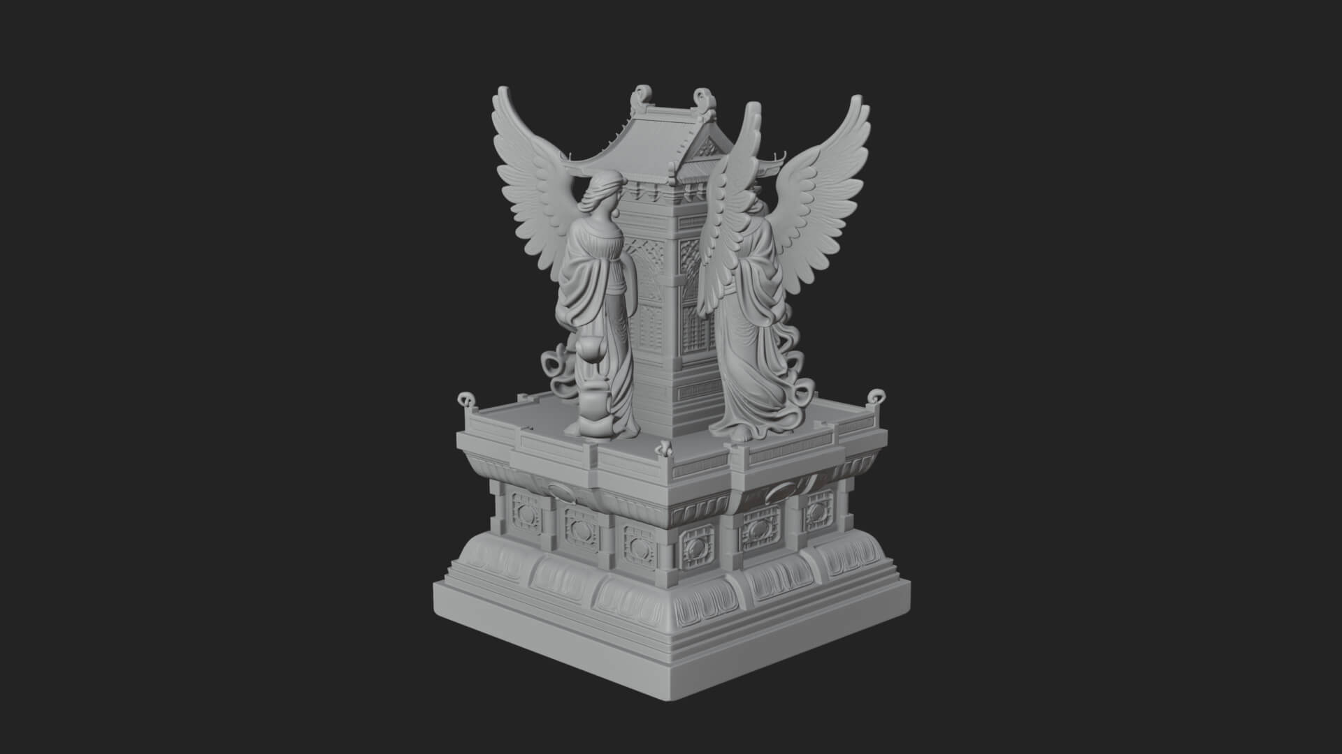 Winged Shrine Tower Design 1 3D Print Model 3D Model