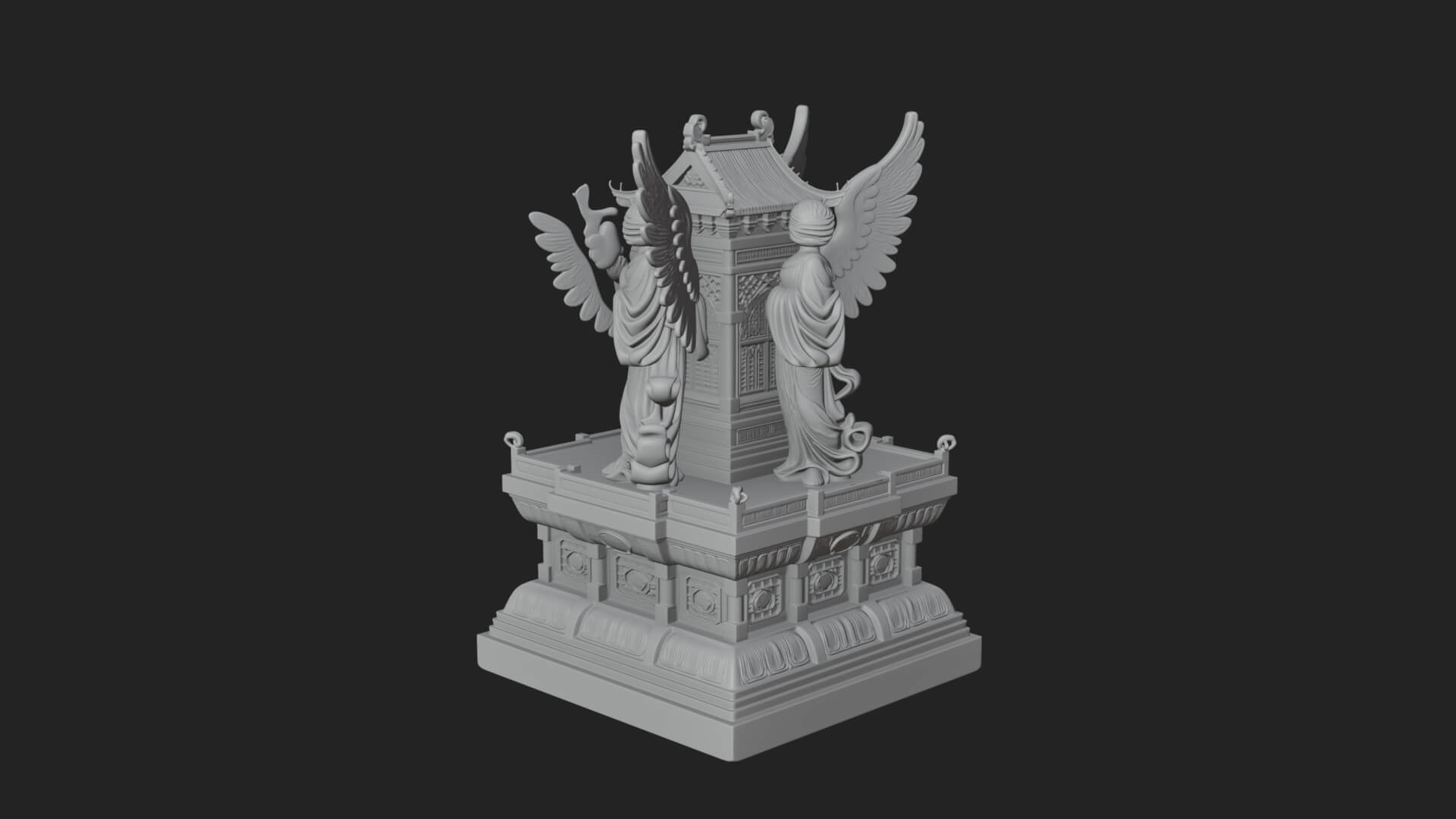 Winged Shrine Tower Design 1 3D Print Model 3D Model