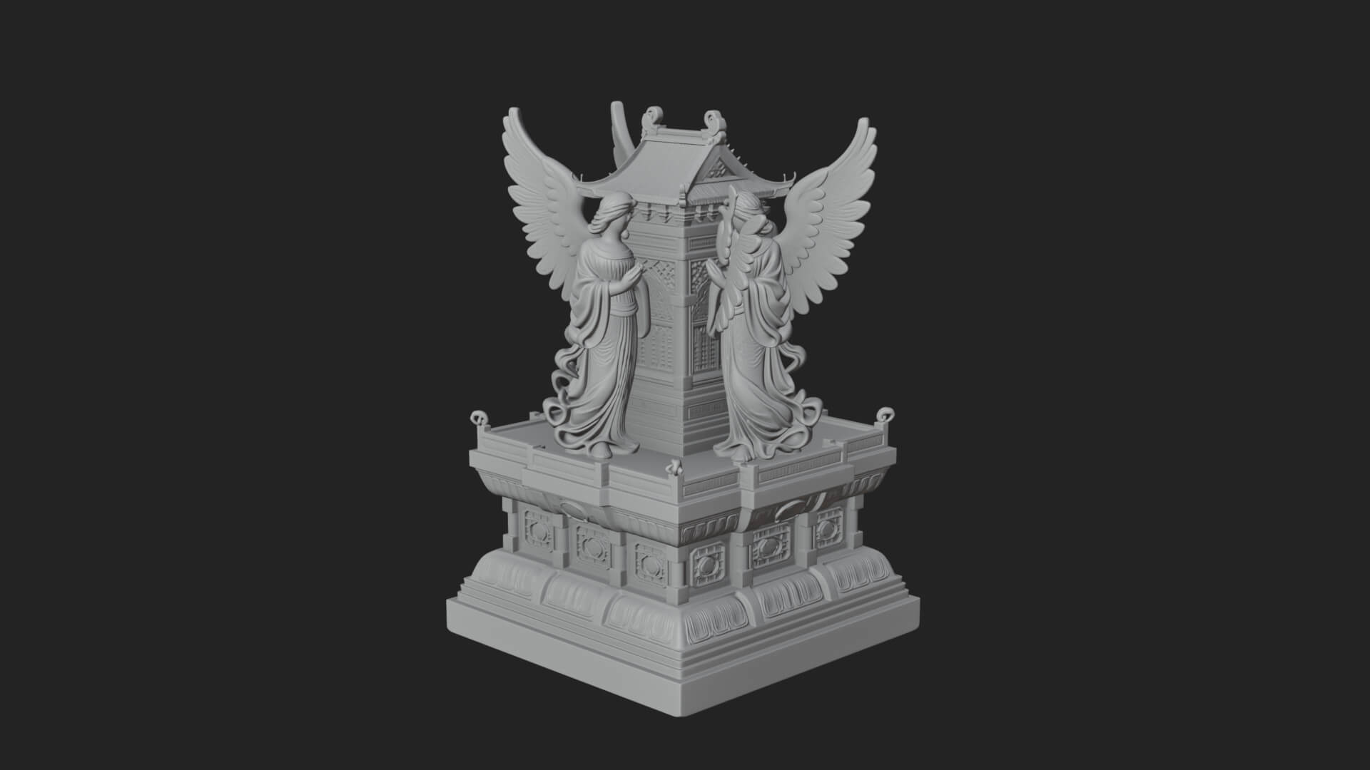 Winged Shrine Tower Design 1 3D Print Model 3D Model