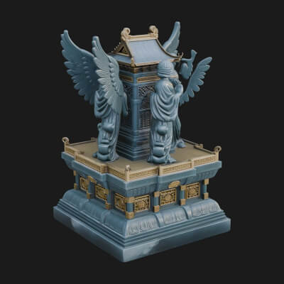 Winged Shrine Tower Design 1 3D Print Model
