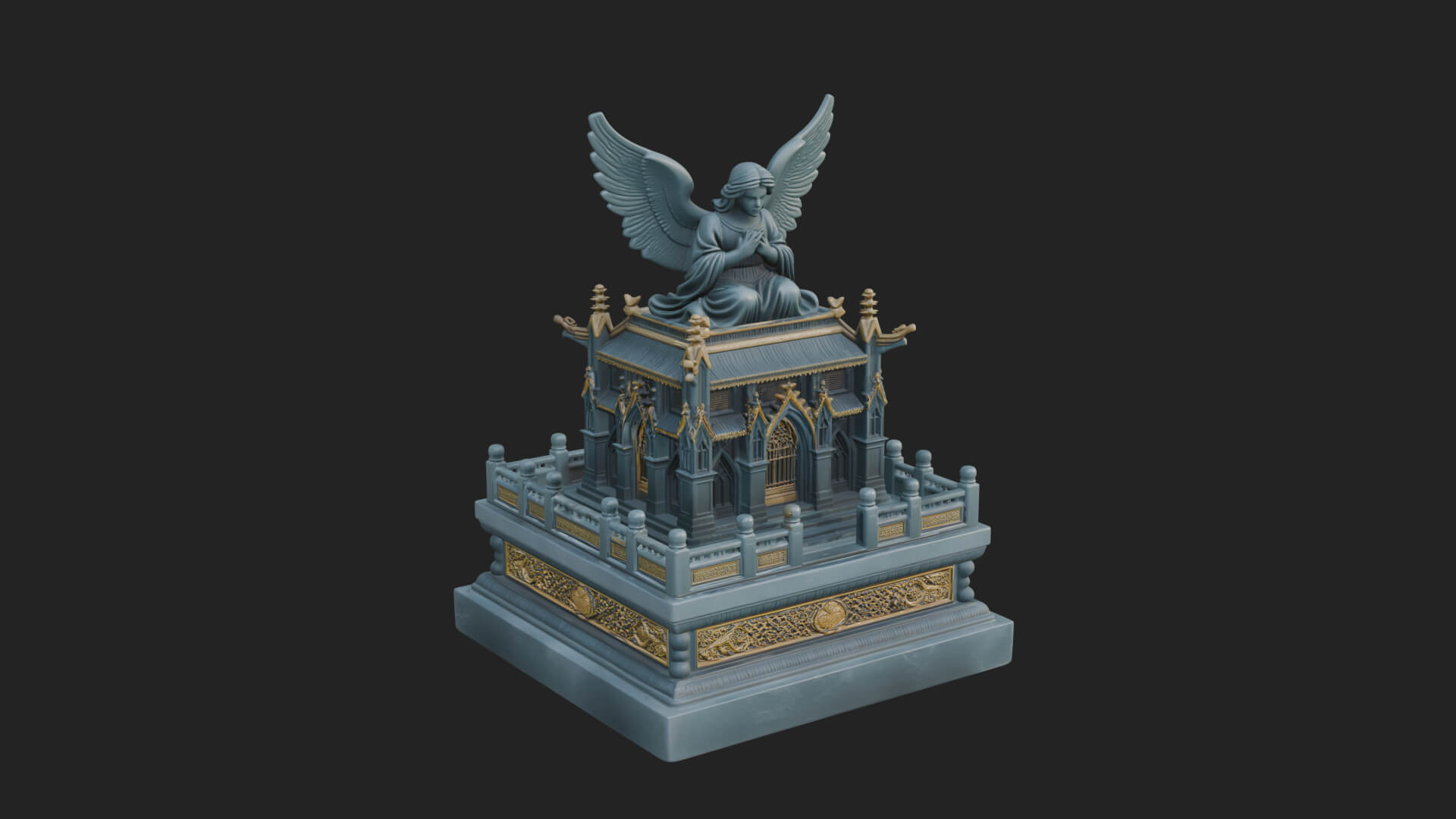 Winged Shrine Tower Design 2 3D Print Model 3D Model