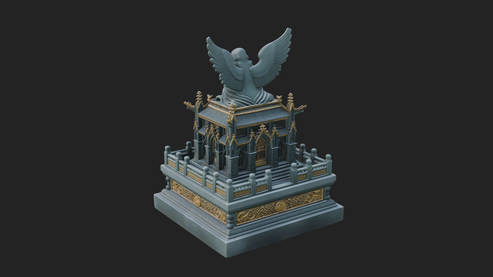Winged Shrine Tower Design 2 3D Print Model 3D Model