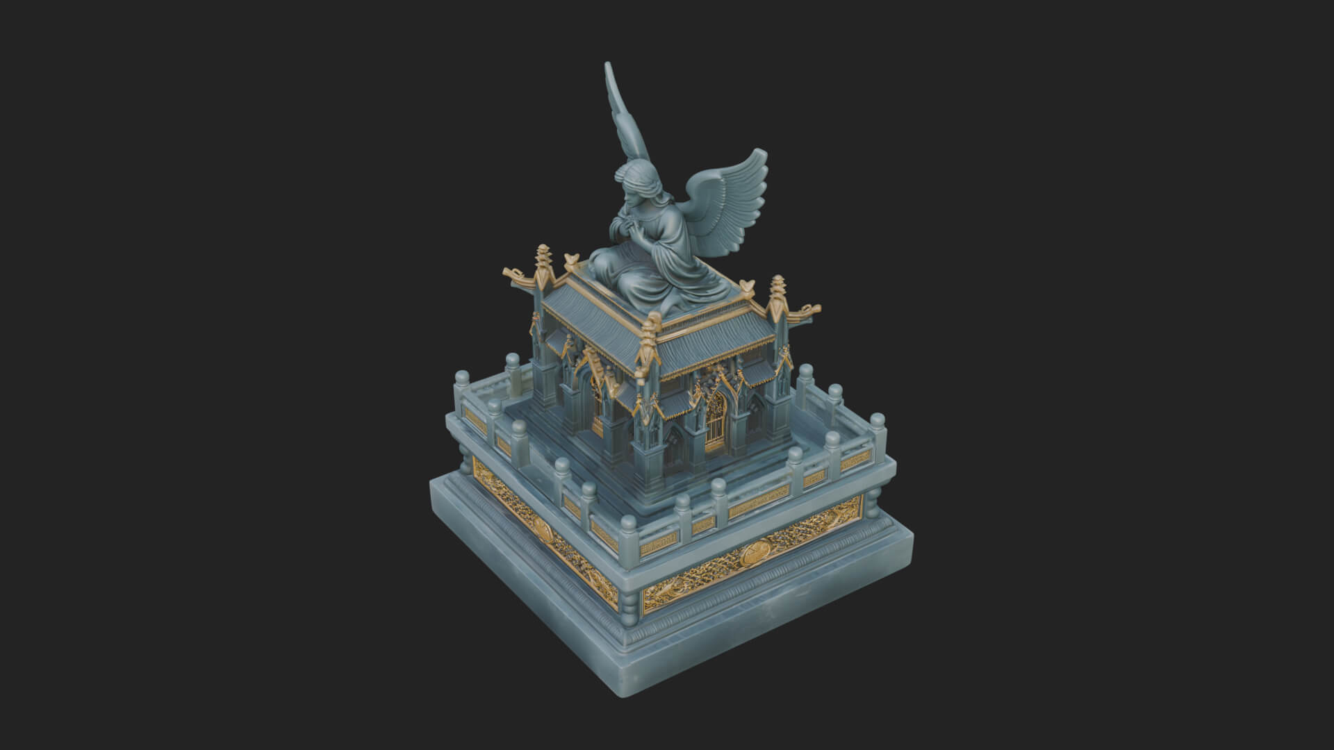 Winged Shrine Tower Design 2 3D Print Model 3D Model