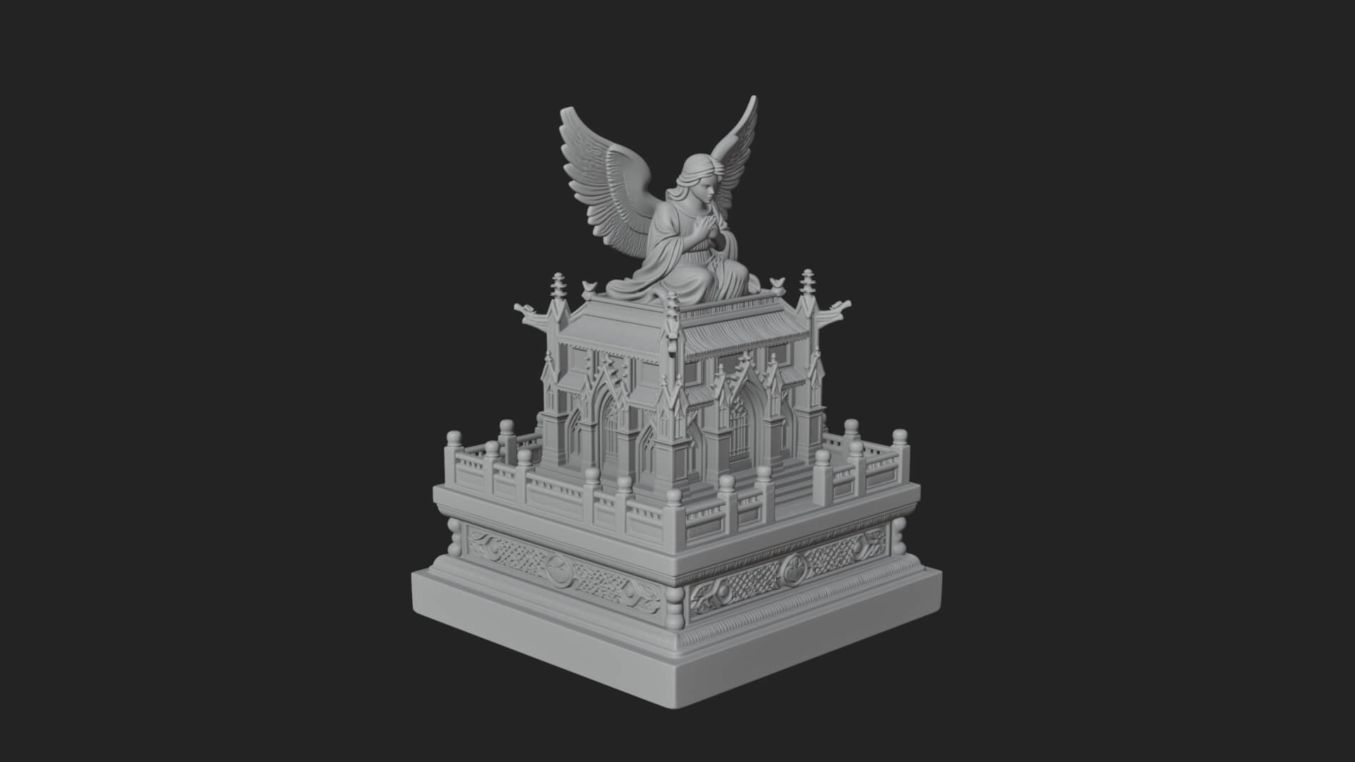 Winged Shrine Tower Design 2 3D Print Model 3D Model