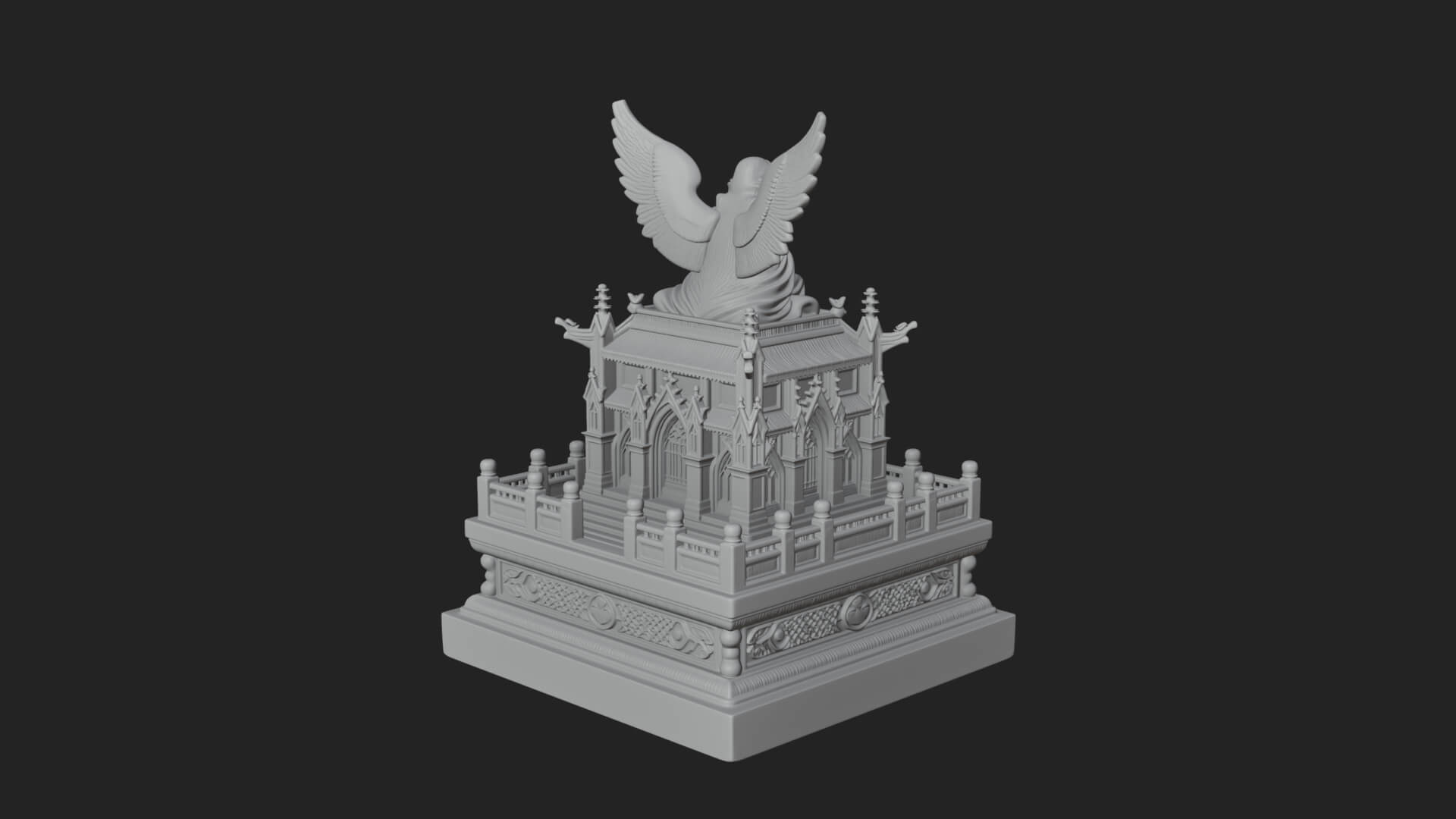 Winged Shrine Tower Design 2 3D Print Model 3D Model