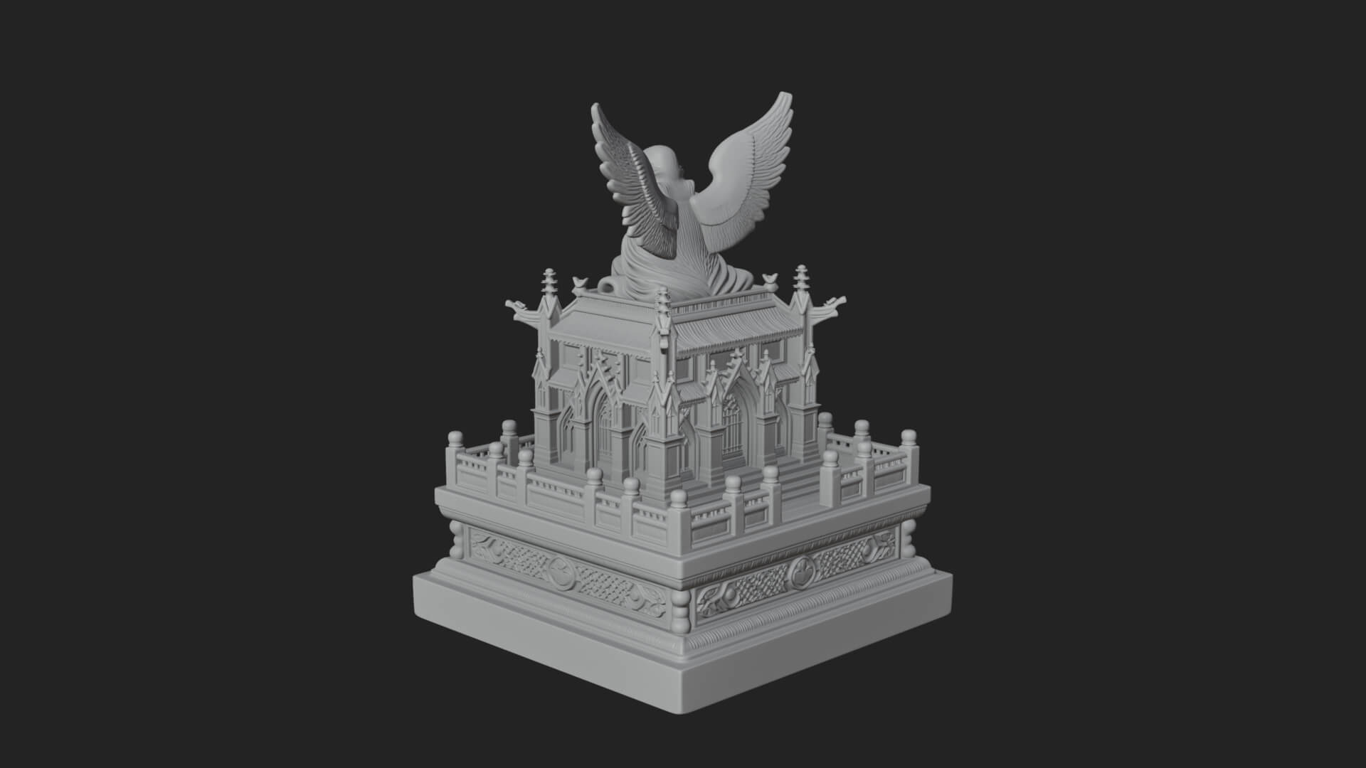 Winged Shrine Tower Design 2 3D Print Model 3D Model