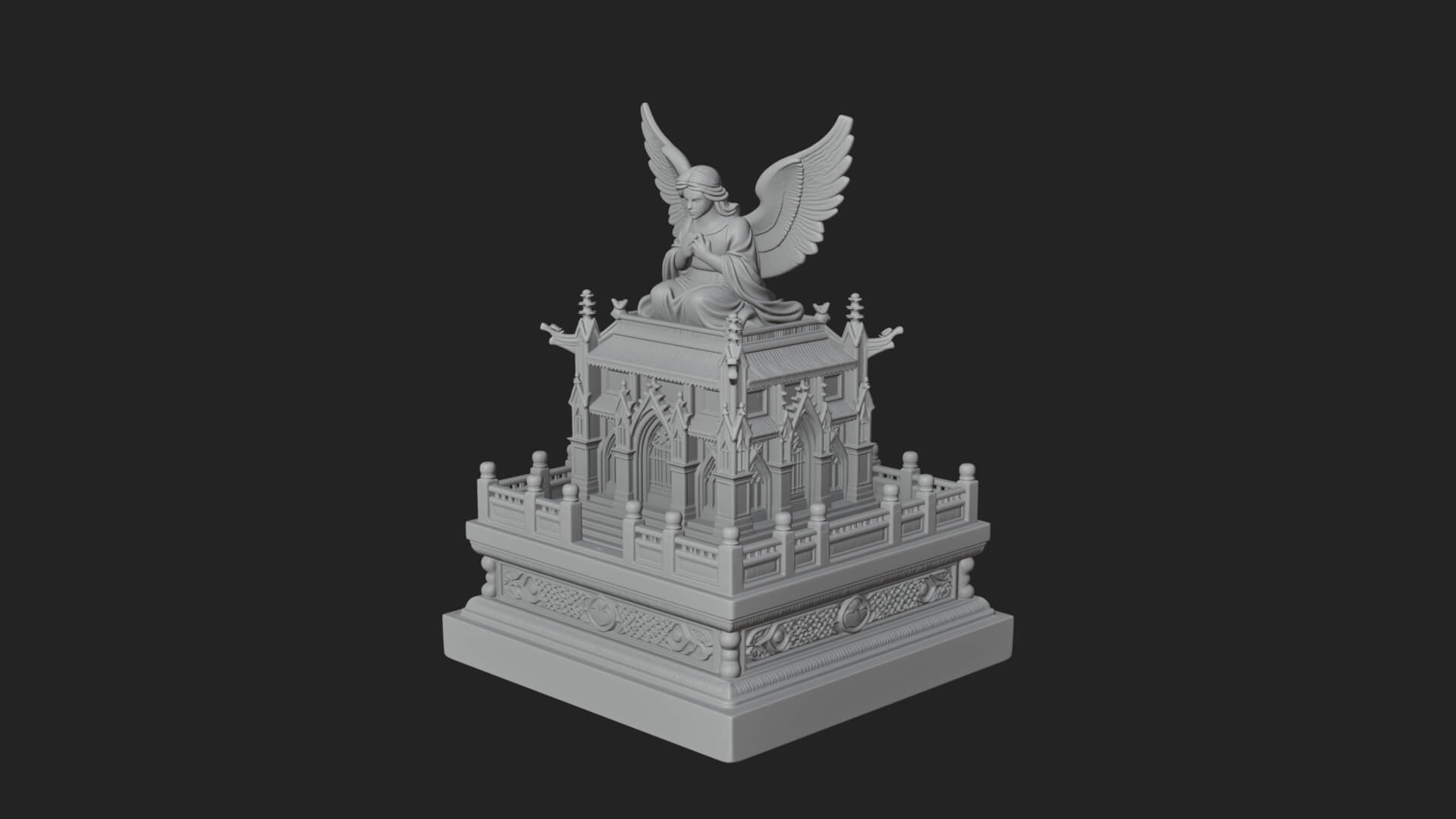 Winged Shrine Tower Design 2 3D Print Model 3D Model
