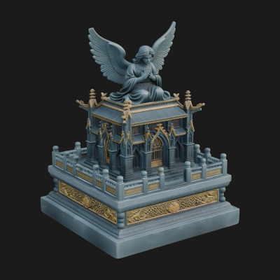 Winged Shrine Tower Design 2 3D Print Model