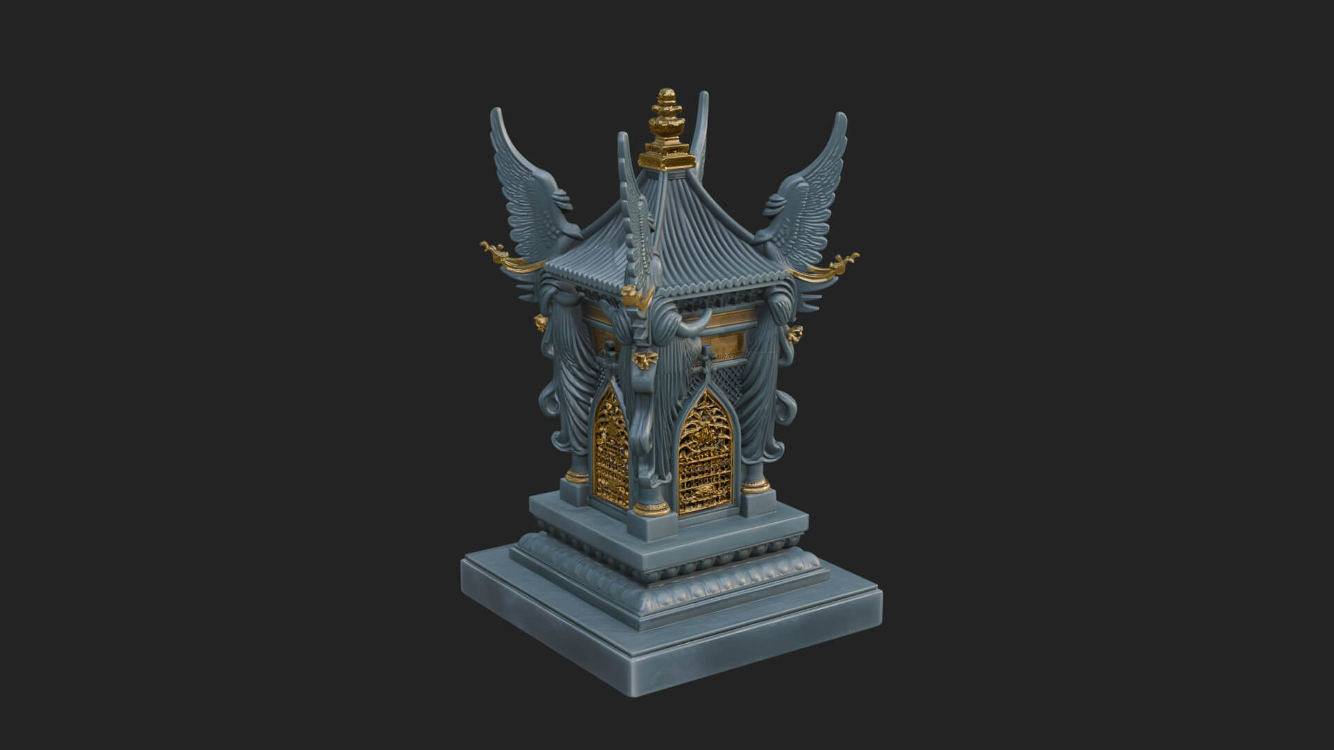 Winged Shrine Tower Design 3 3D Print Model 3D Model