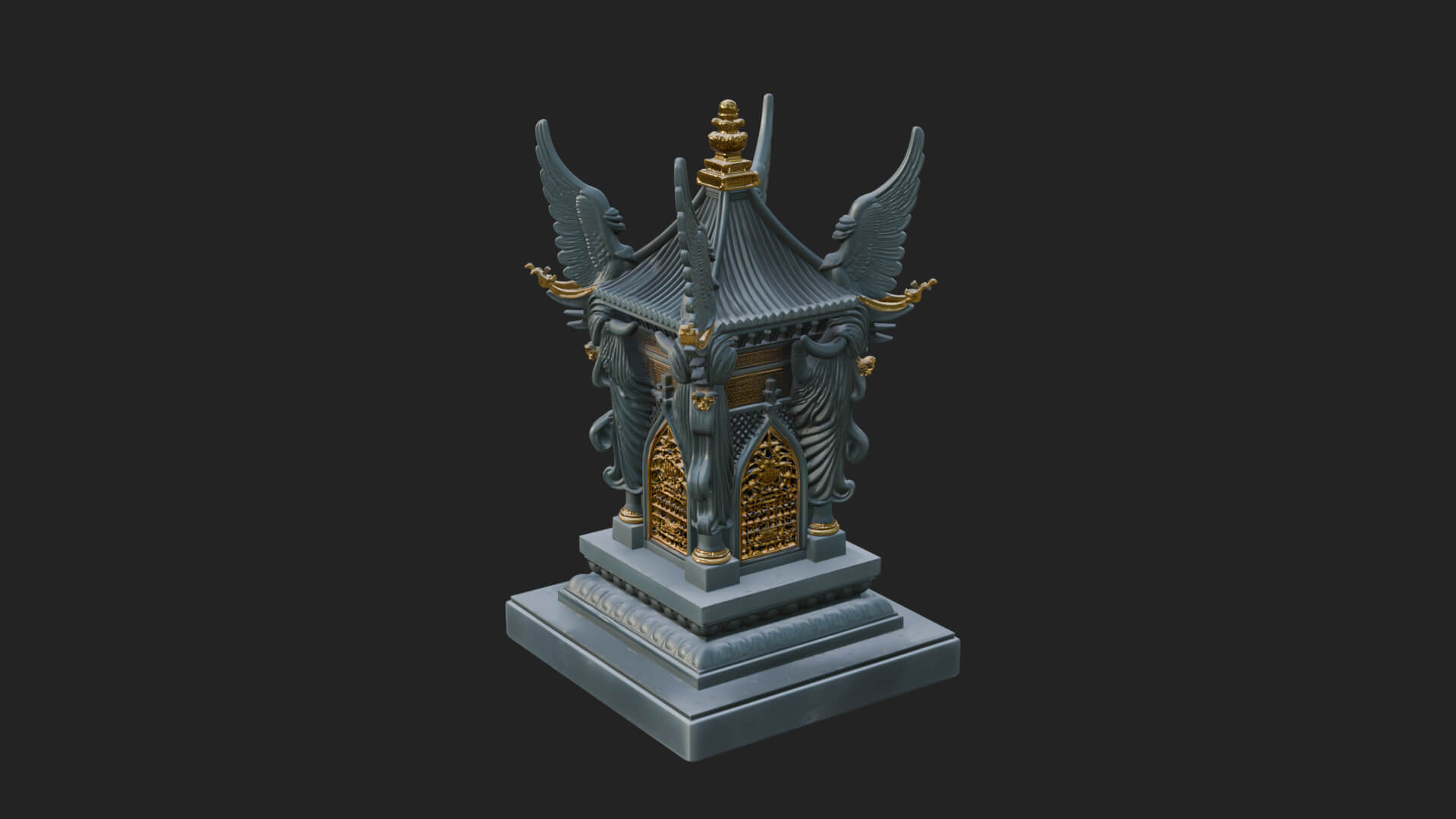 Winged Shrine Tower Design 3 3D Print Model 3D Model
