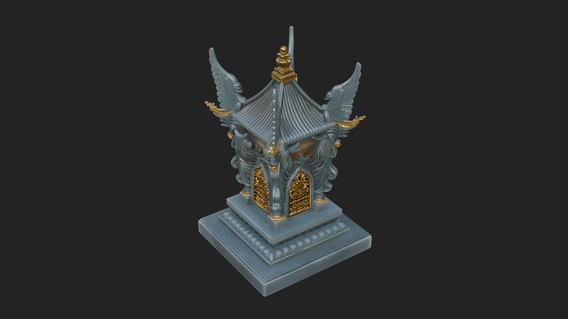 Winged Shrine Tower Design 3 3D Print Model 3D Model