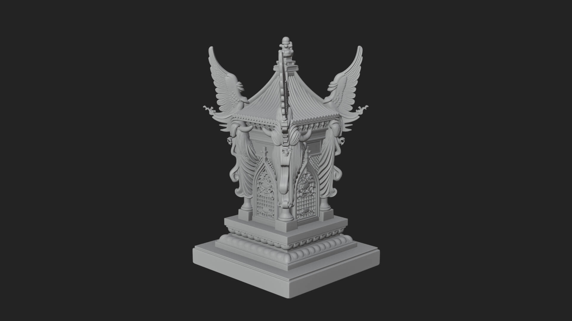 Winged Shrine Tower Design 3 3D Print Model 3D Model