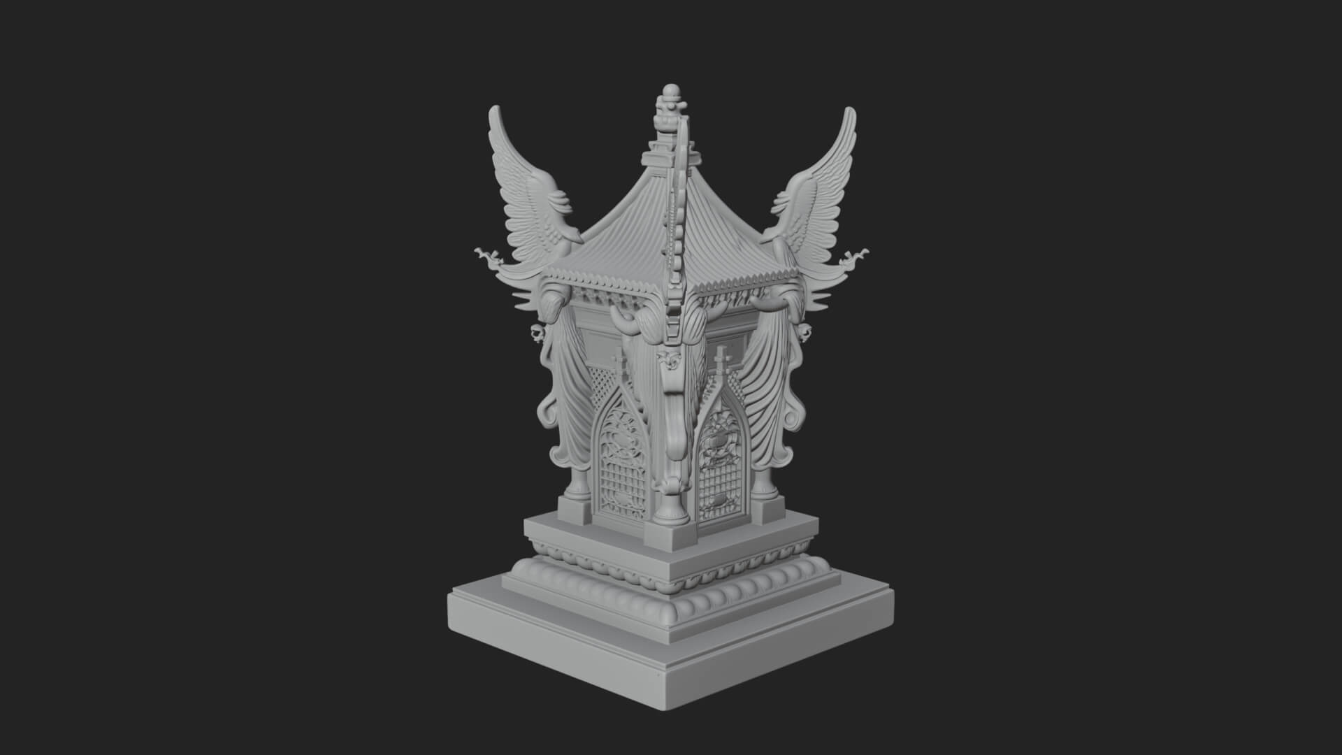 Winged Shrine Tower Design 3 3D Print Model 3D Model