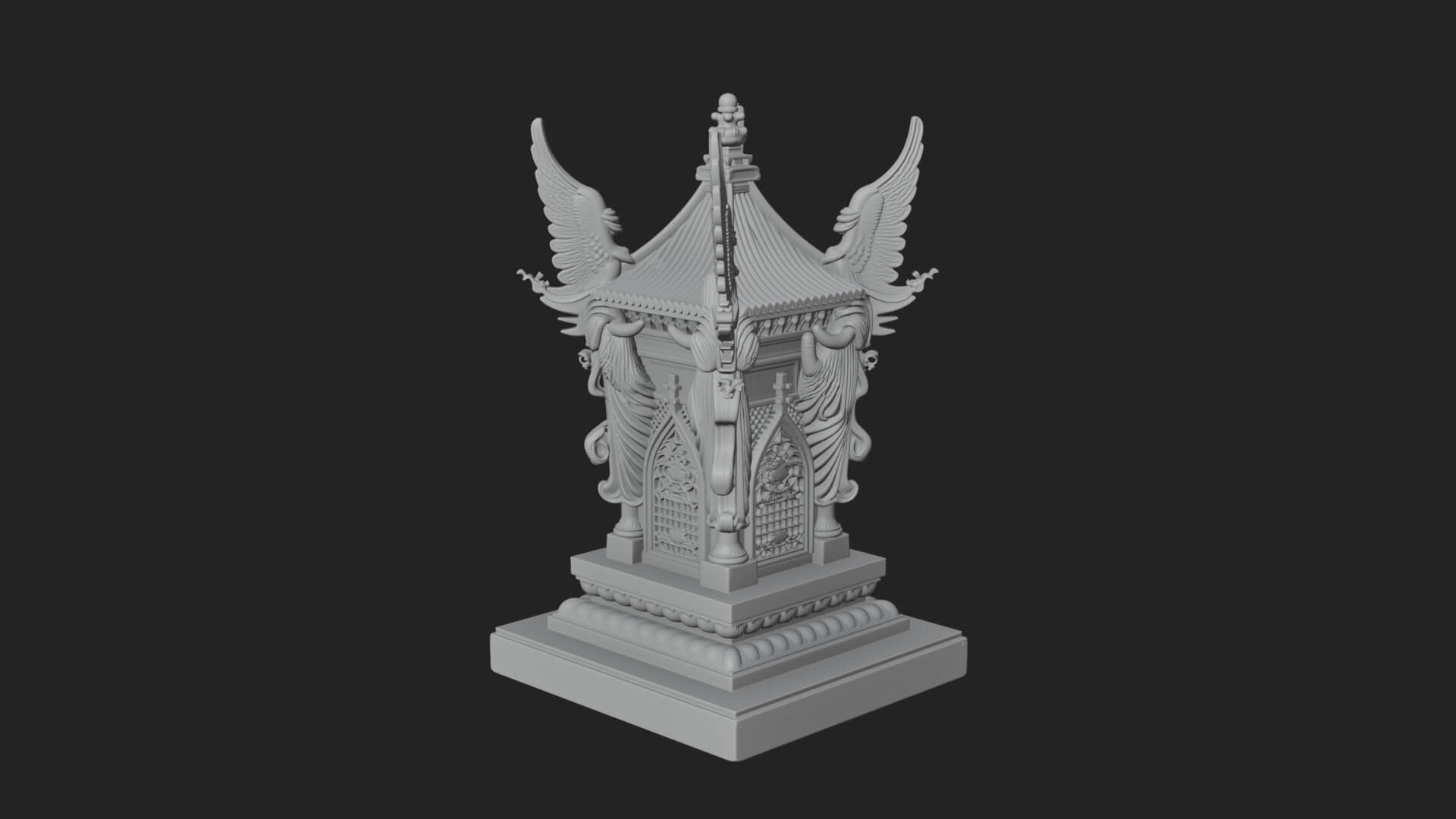 Winged Shrine Tower Design 3 3D Print Model 3D Model