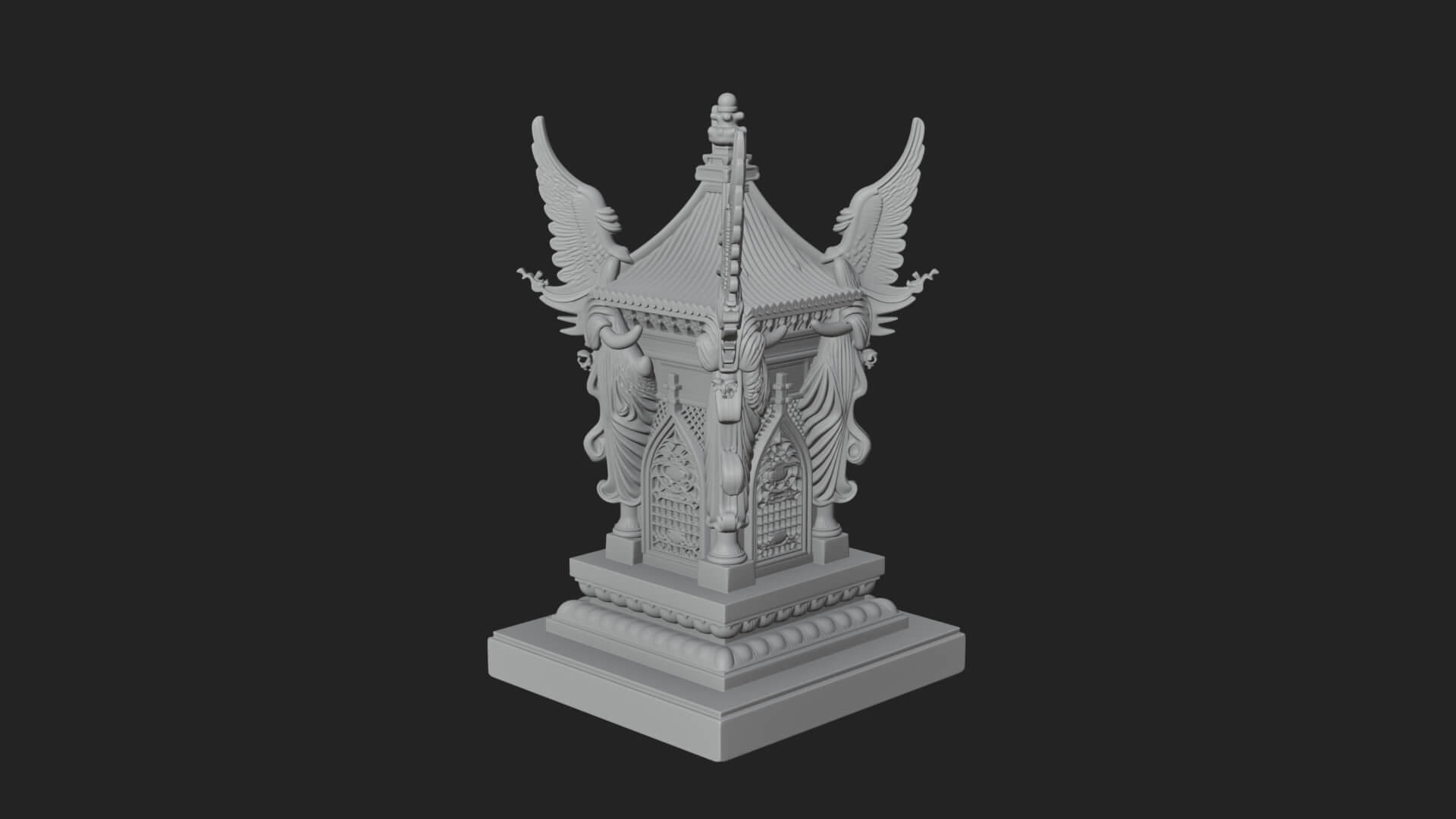 Winged Shrine Tower Design 3 3D Print Model 3D Model