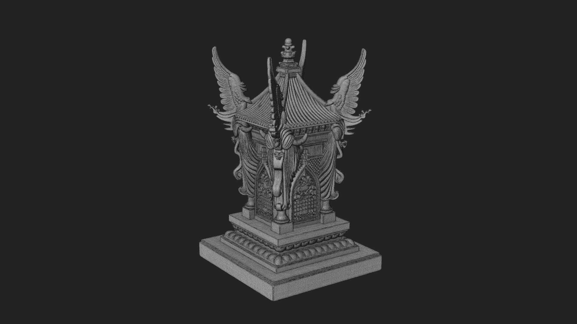 Winged Shrine Tower Design 3 3D Print Model 3D Model